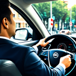 **

"A responsible driver in a fully clothed professional attire, attentively driving a car on a city street, adhering to lane discipline, using signals correctly, safe for work, appropriate content, perfect anatomy, natural proportions, educational illustration, high quality."

**