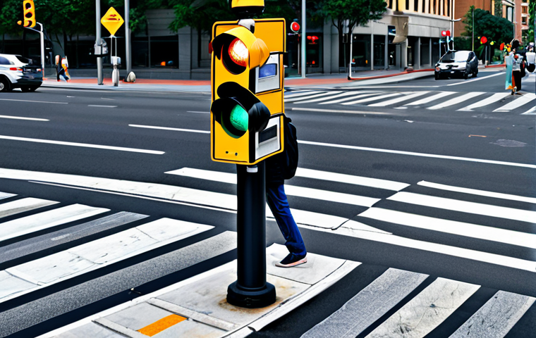 도로교통사 필기시험에서 중요한 주제 - **Traffic Signal Awareness:** "A clear and vibrant image of a traffic signal with pedestrians waitin...