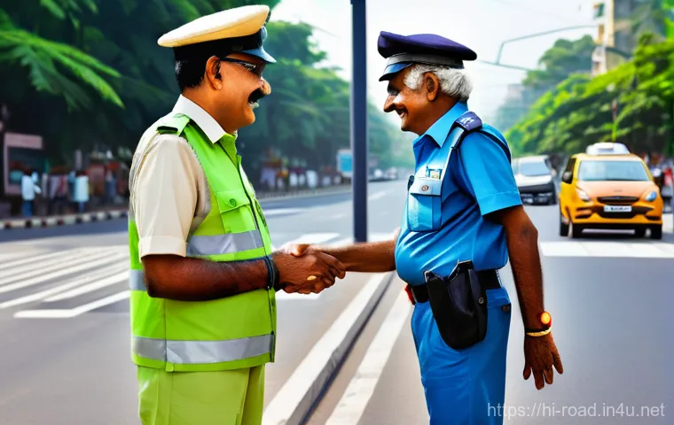 도로교통사 직무의 직업 만족도 - **Prompt:** A highly detailed, realistic photograph of a dedicated Indian traffic police officer, ge... 도로교통사 직무의 직업 만족도 - **Prompt:** A highly detailed, realistic photograph of a dedicated Indian traffic police officer, ge...