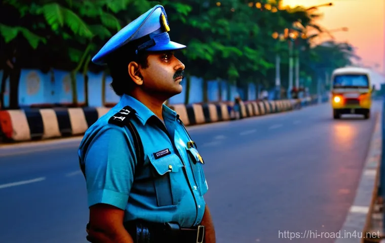 도로교통사 직무의 직업 만족도 - **Prompt:** A heartwarming, high-resolution image capturing an Indian traffic police officer, gender... 도로교통사 직무의 직업 만족도 - **Prompt:** A heartwarming, high-resolution image capturing an Indian traffic police officer, gender...