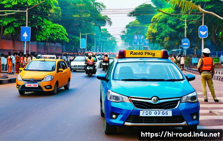 도로교통사 자격증 취득 난이도 - A detailed scene of a diverse group of traffic officers in an urban Indian street setting, attentive...
