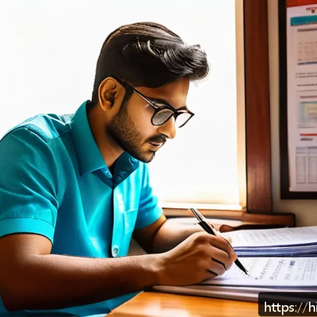 도로교통사 필기시험 합격률 높이는 법 - A focused Indian young man studying official government-issued traffic rulebooks at a wooden desk, s...