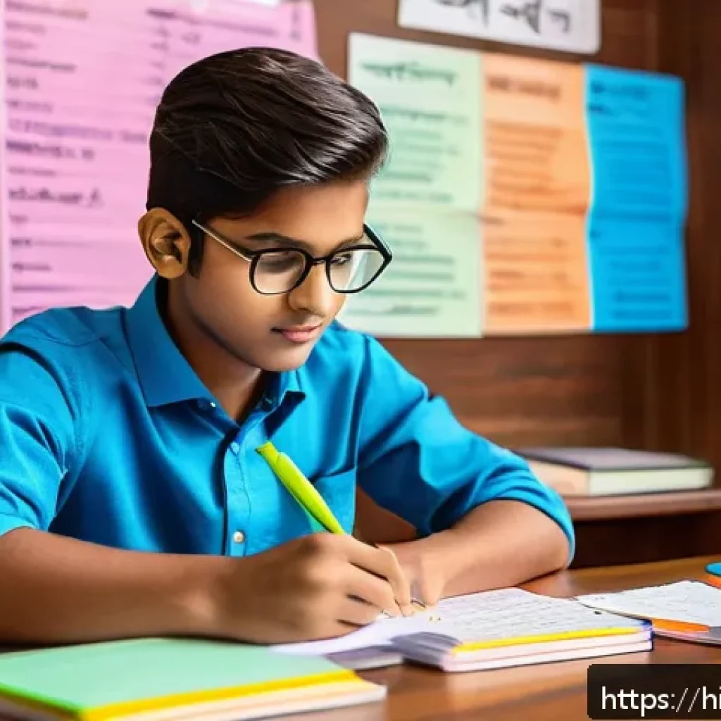 도로교통사 필기시험 대비 암기법 - A focused study scene showing a young Indian student with neatly organized smart notes written in Hi...