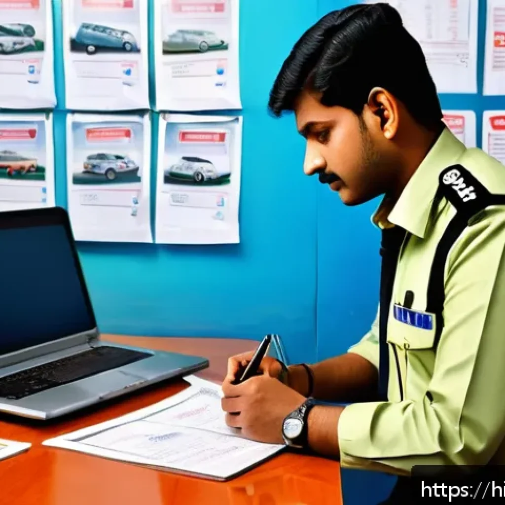 도로교통사 자격증 취득의 단기 목표 설정 - A dedicated Hindi-speaking traffic officer trainee studying road traffic rules in a bright, well-org...